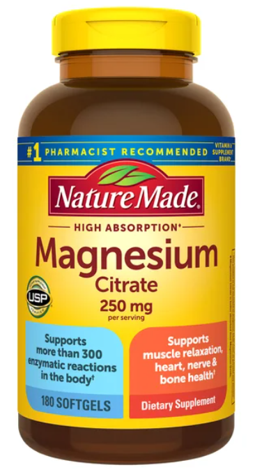Citrato de magnesio Nature Made 250 mg, 180 cápsulas