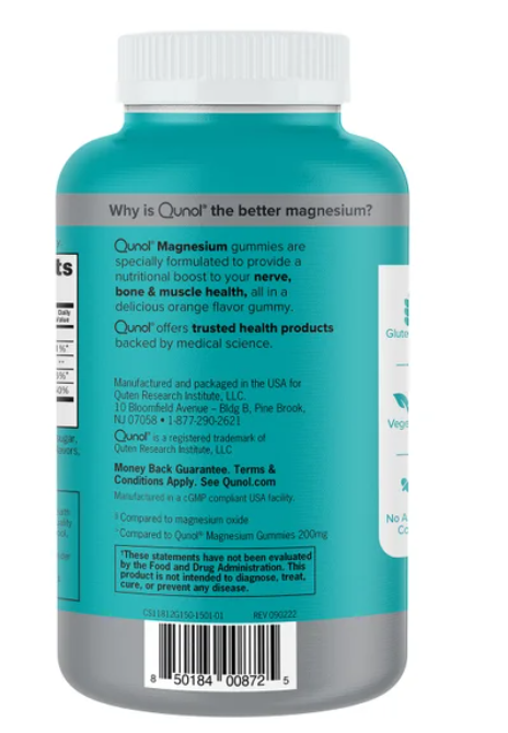 Qunol Magnesio Extra Fuerte 250 mg, 150 Gomitas