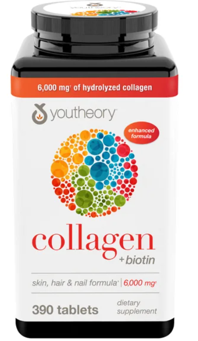 Colágeno y biotina de Youtheory, 390 tabletas