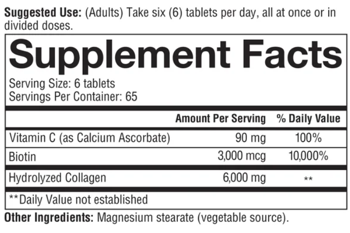 Colágeno y biotina de Youtheory, 390 tabletas