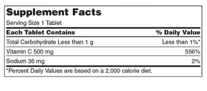 Vitamina C masticable Kirkland Signature 500 mg, 500 tabletas