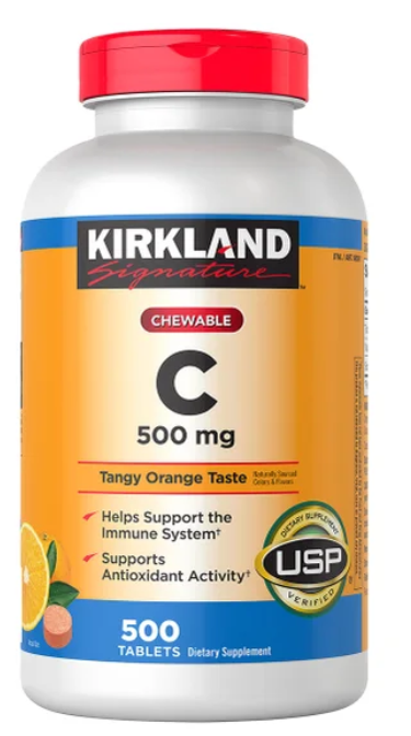 Vitamina C masticable Kirkland Signature 500 mg, 500 tabletas