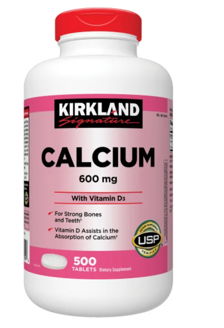 Kirkland Signature Calcio 600 mg con vitamina D3, 500 tabletas
