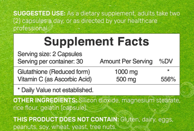 GLUTATHIONE GLUTATION 1,000 MG CON VITAMINA C 1000 MG 120 CAPSULAS DEAL SUPPLEMENTS