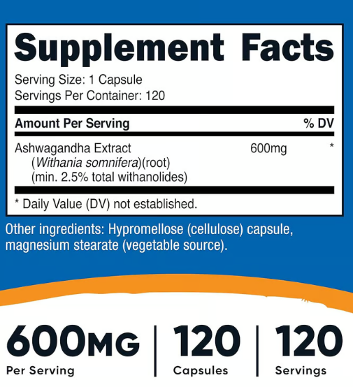 Nutricost Ashwagandha Raíz 120 Cápsulas