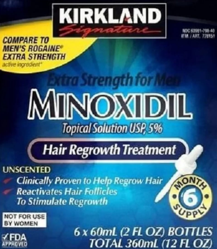 Minoxidil Kirkland Caja sellada x 6 Frascos Barba y Cabello Nueva Presentación