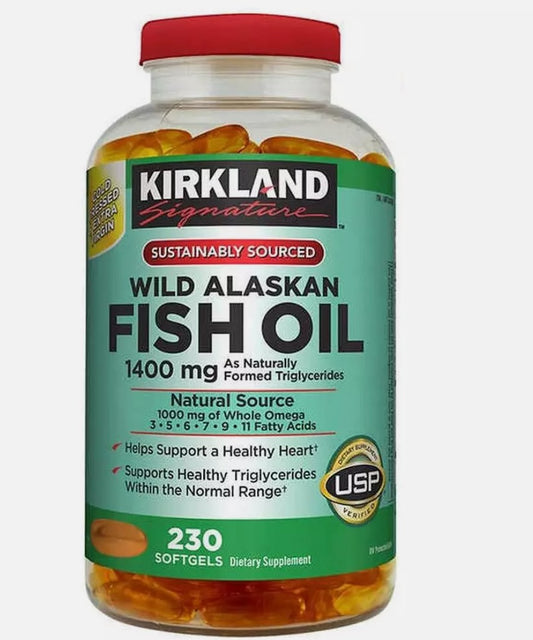 Kirkland Signature Wild Alaskan Fish Oil 1400 mg., 230 cápsulas