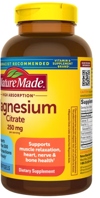 Citrato de magnesio Nature Made 250 mg, 180 cápsulas