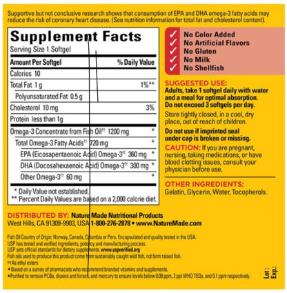 Nature Made Fish Oil 1200 mg, 300 Softgels